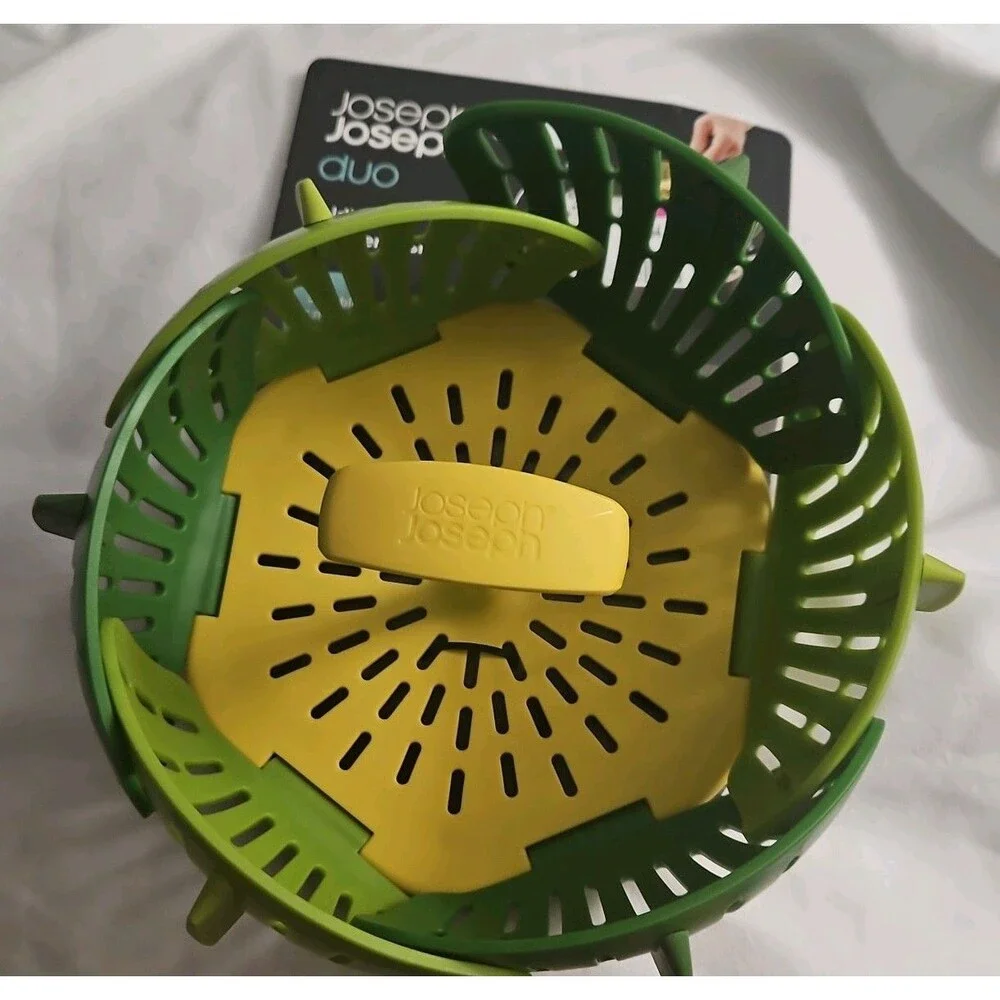 Joseph Bloom Steamer Basket Folding Non-Scratch BPA-Free Plastic Green